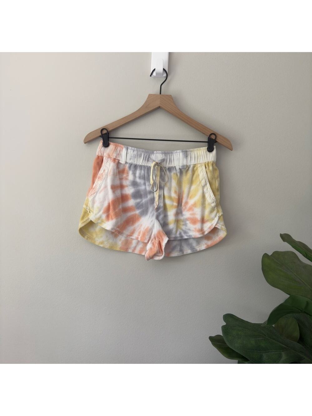 Young Fabulous & Broke Terrycloth Tie Dye Shorts Drawstring Waist Pockets summer